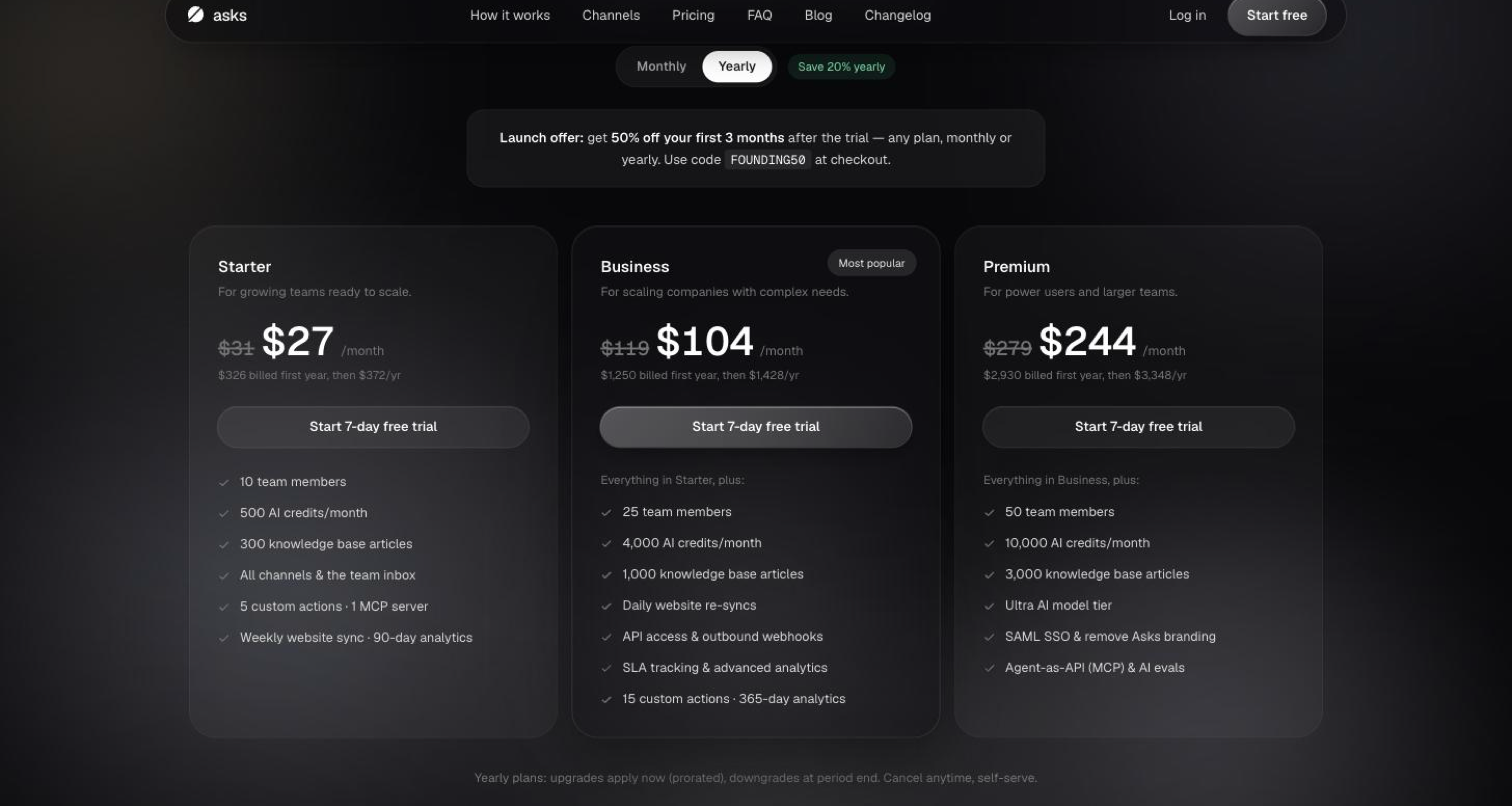 Asks pricing with the launch offer applied: list prices struck through next to the discounted intro prices